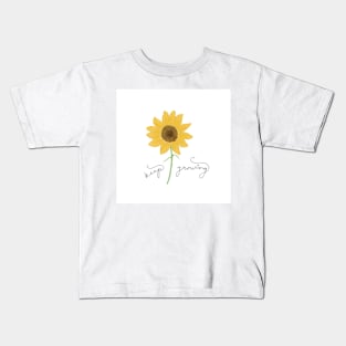 "Keep Growing" Sunflower Illustration Kids T-Shirt